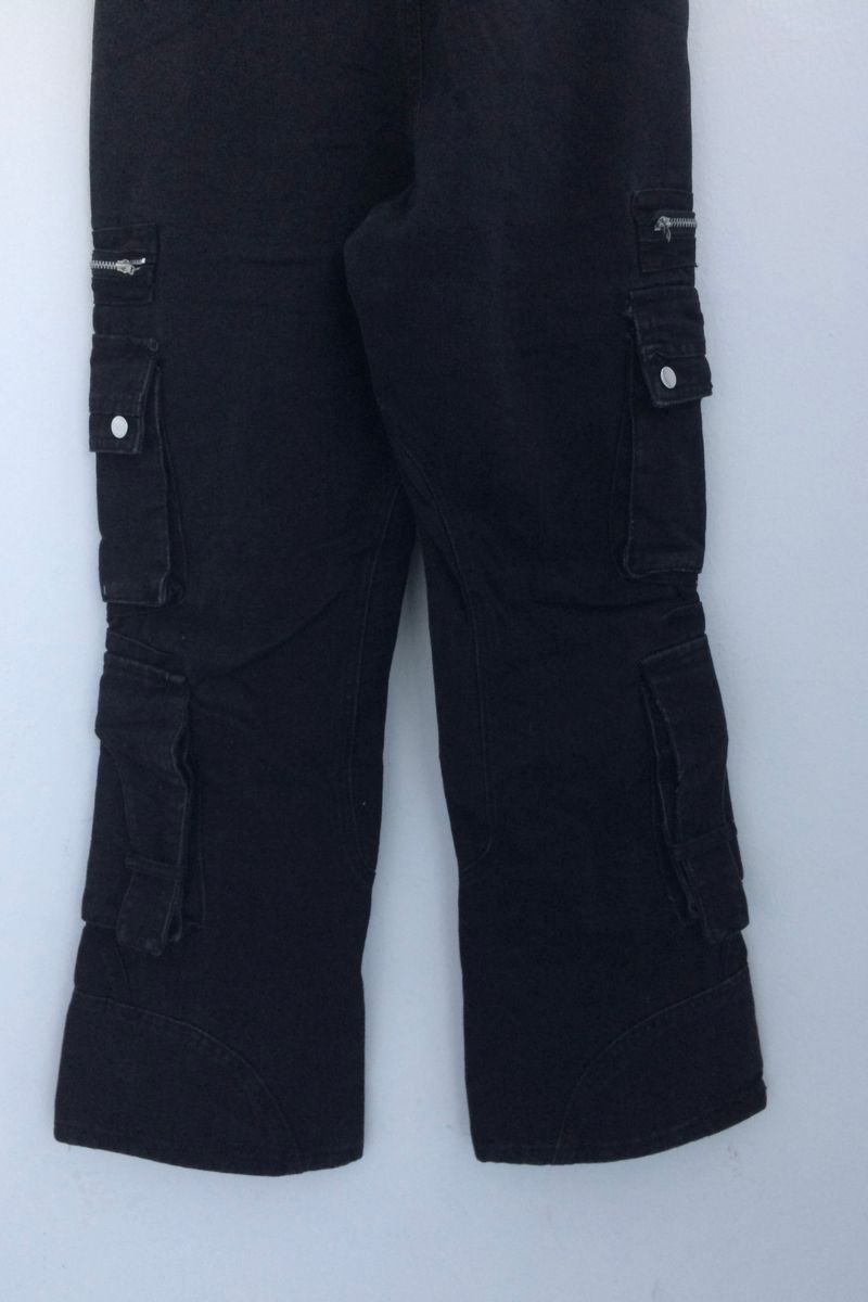 Pocket-line zipper bootcut pants