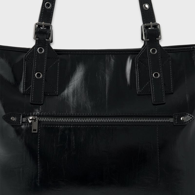 Glossy Buckle Bag (Black)