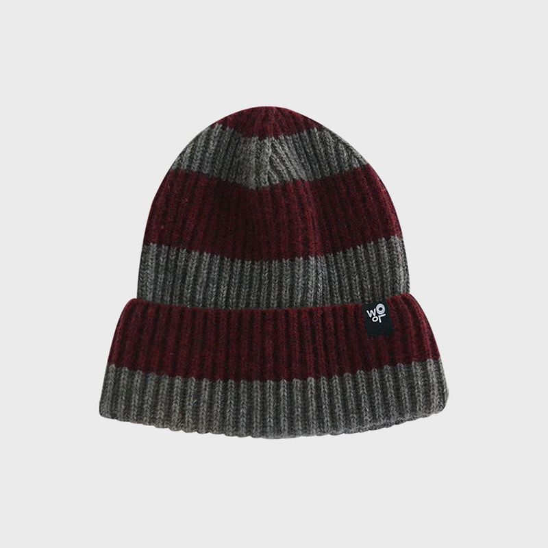 STRIPE LAMBSWOOL BEANIE (MOCHA)