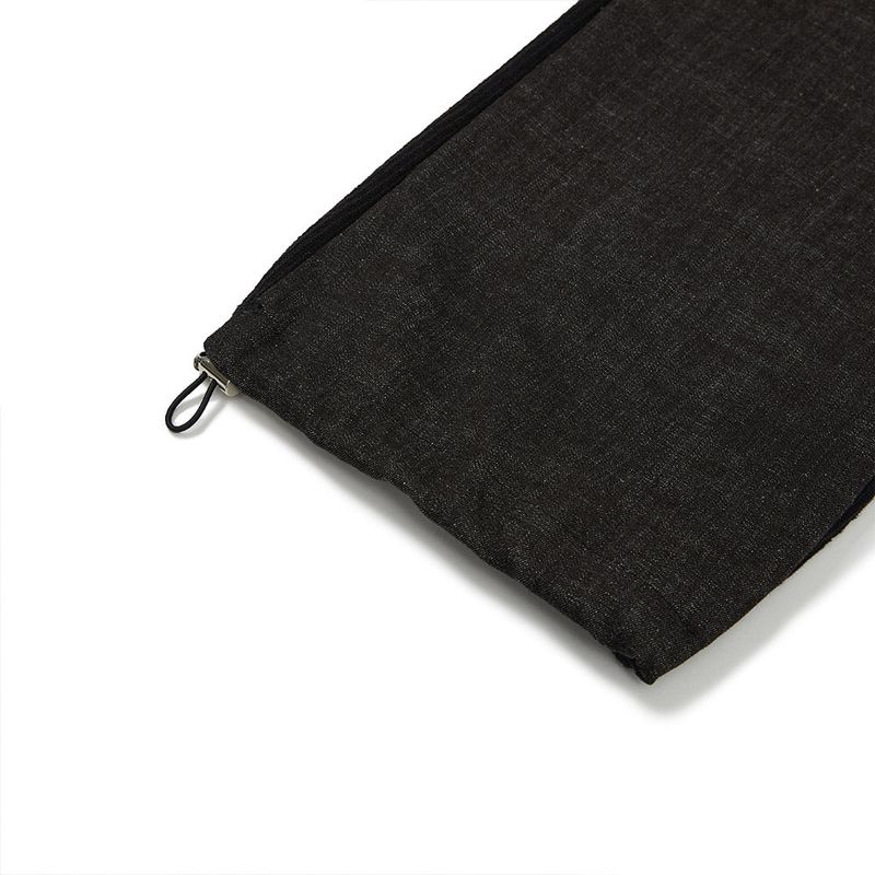 デニムニットブロッキングパンツ / Denim Knit Blocking Pants [BLACK]
