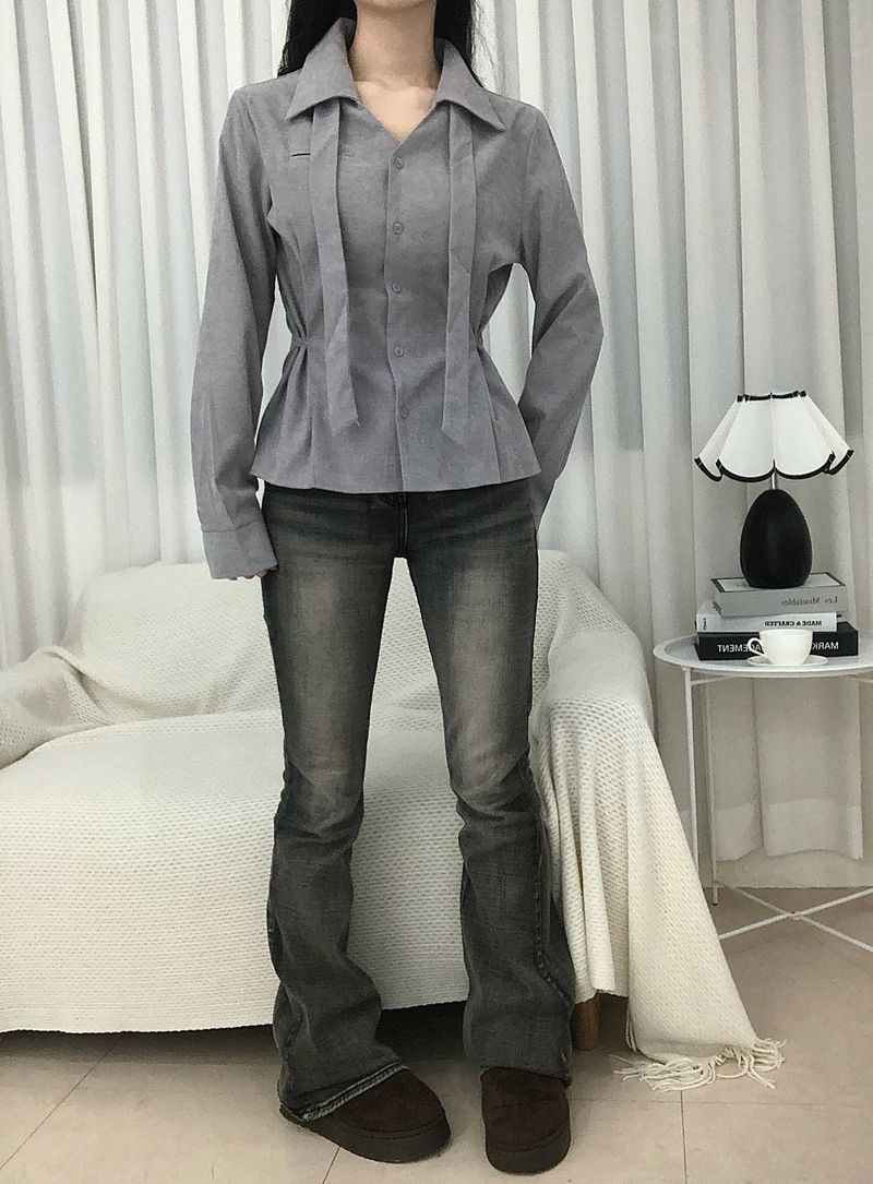 Dual Tie Pintuck Line Shirt