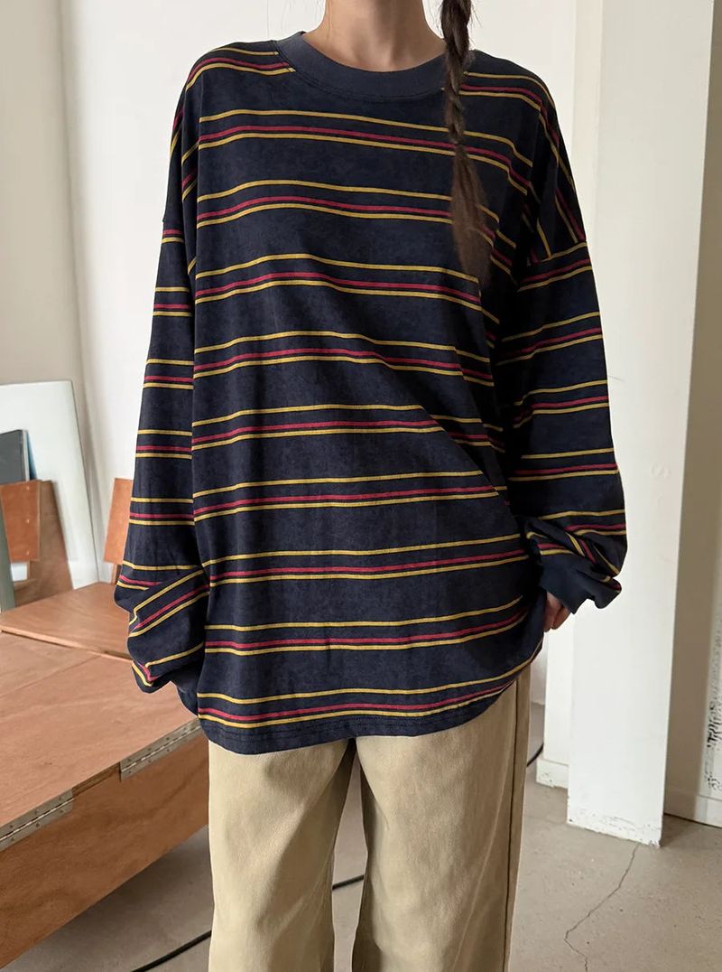 multi stripe boxy T