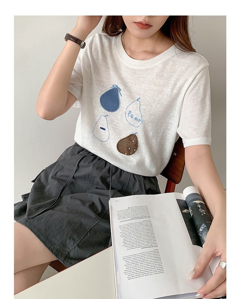 Cute Pear Art Crew Neck T-Shirt