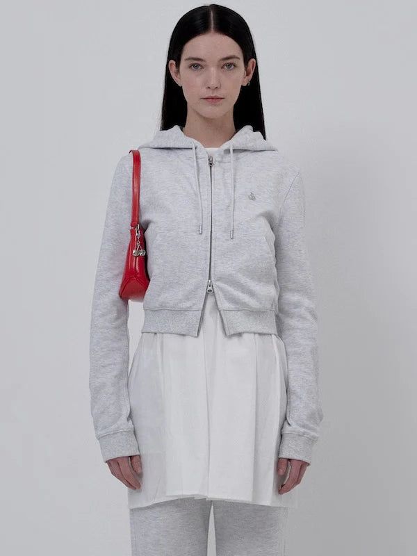 KIRSH（キルシー）の「KIRSH PLAIN SLIM FIT CROP HOODIE ZIP UP - GRAY   （Tops）」
