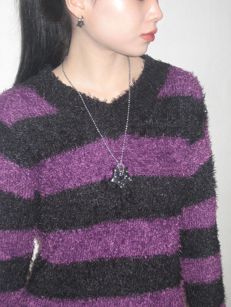 gleaming star dot necklace [black]