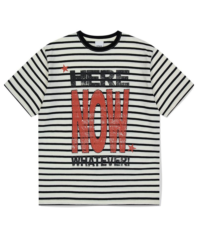 mahagrid（マハグリッド）の「HERE NOW ストライプTシャツ（トップス）」