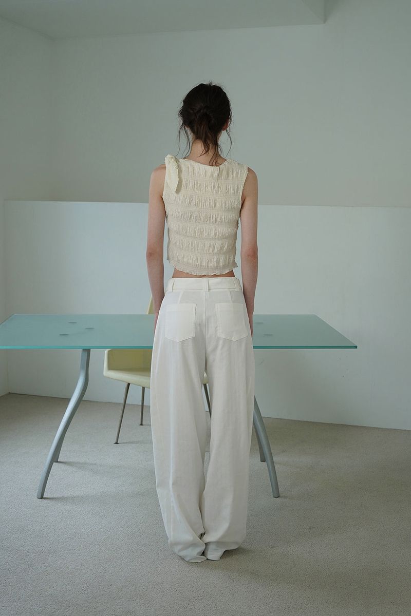 Linen belted pants_ivory
