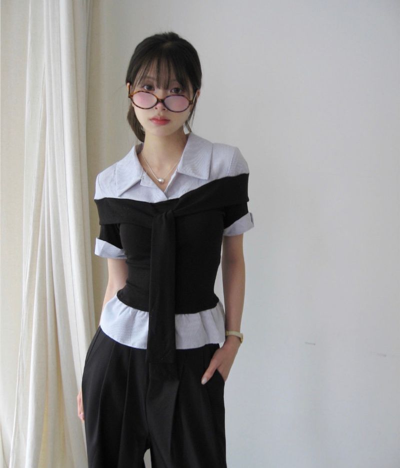 cloudemotion（クラウドエモーション）の「[ office look🖤 ] elio off-tie roll-up layer sh / top（Tops）」