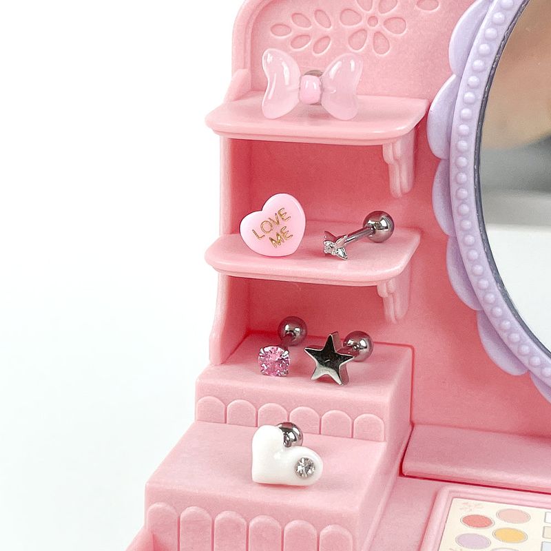 [SET] Ribbon Heart Cubic Piercing
