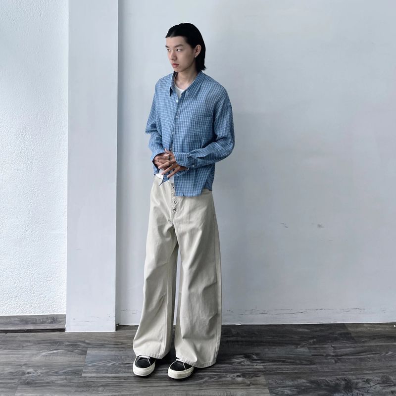 Soft Grid Oversized Shirt