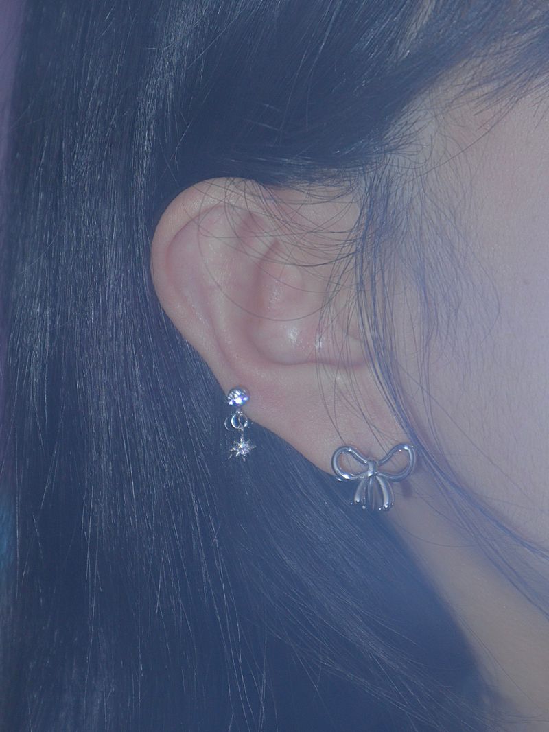 All surgical steel ribbon ring earrings