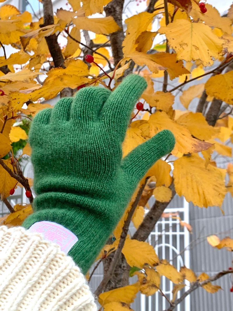 Let It Snow Label Gloves (Green)