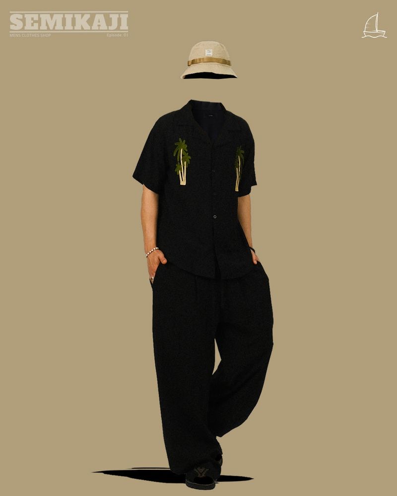 EO Stripe Wide Linen Pants