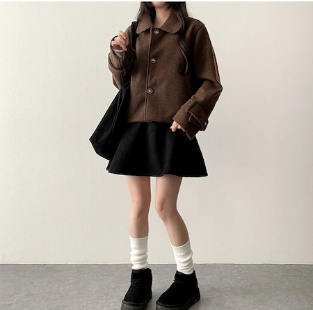 Lorton Wool Pin Tuck Flared Miniskirt