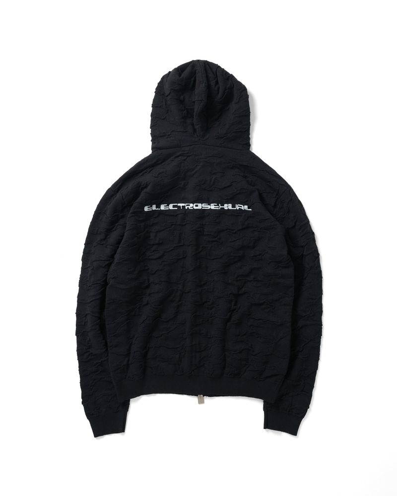 WRINKLE KNIT BLACK HOODIE
