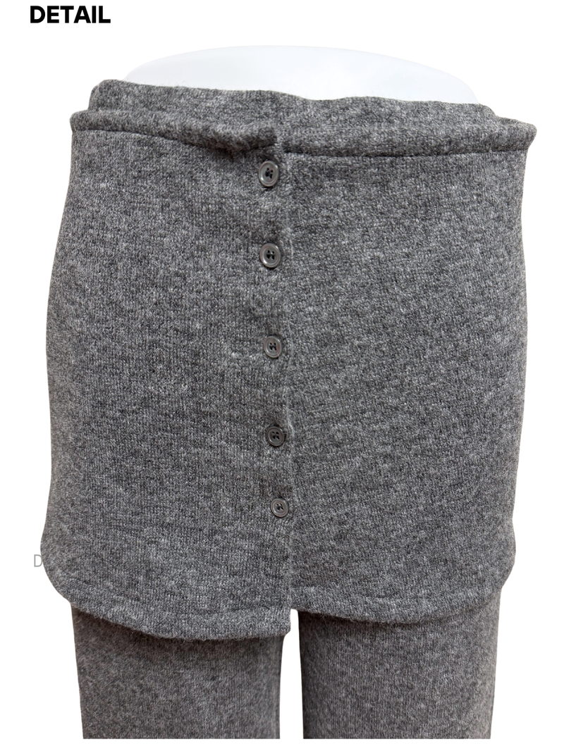 Layered skirt long knit pants