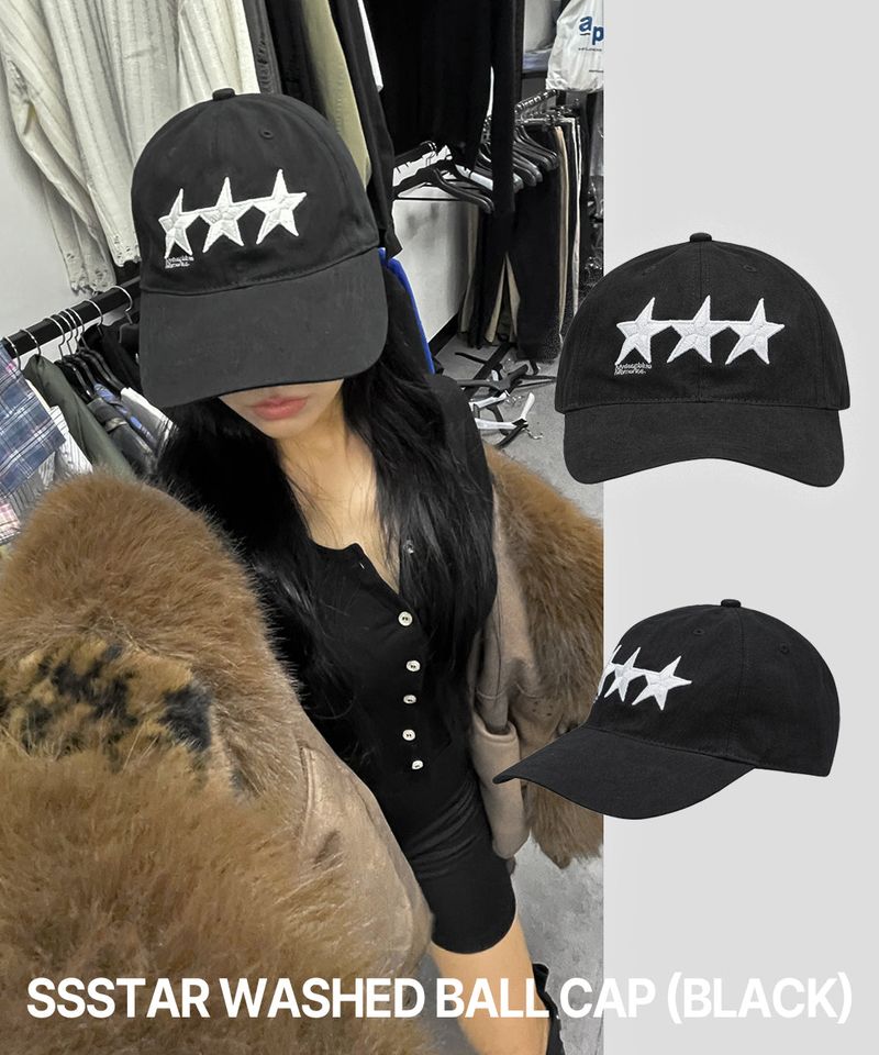 SSstar Washed Ball Cap (BLACK)