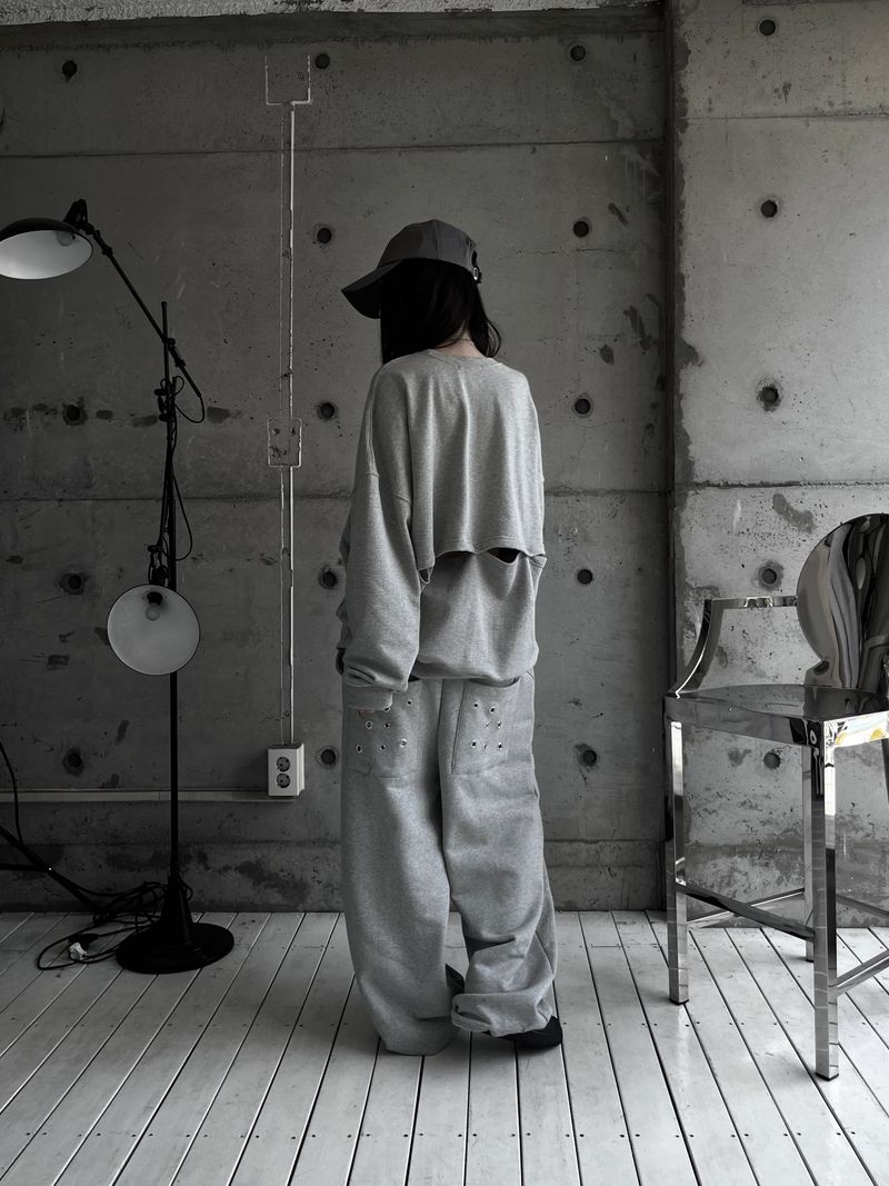 eyelet punching wide pants (2color)