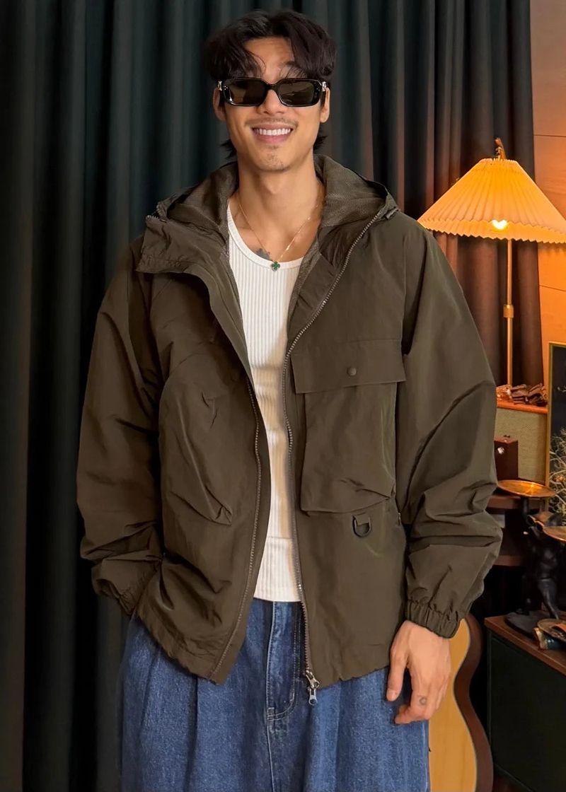 Two-Pocket Hooded Lip Jacket 3COLOR