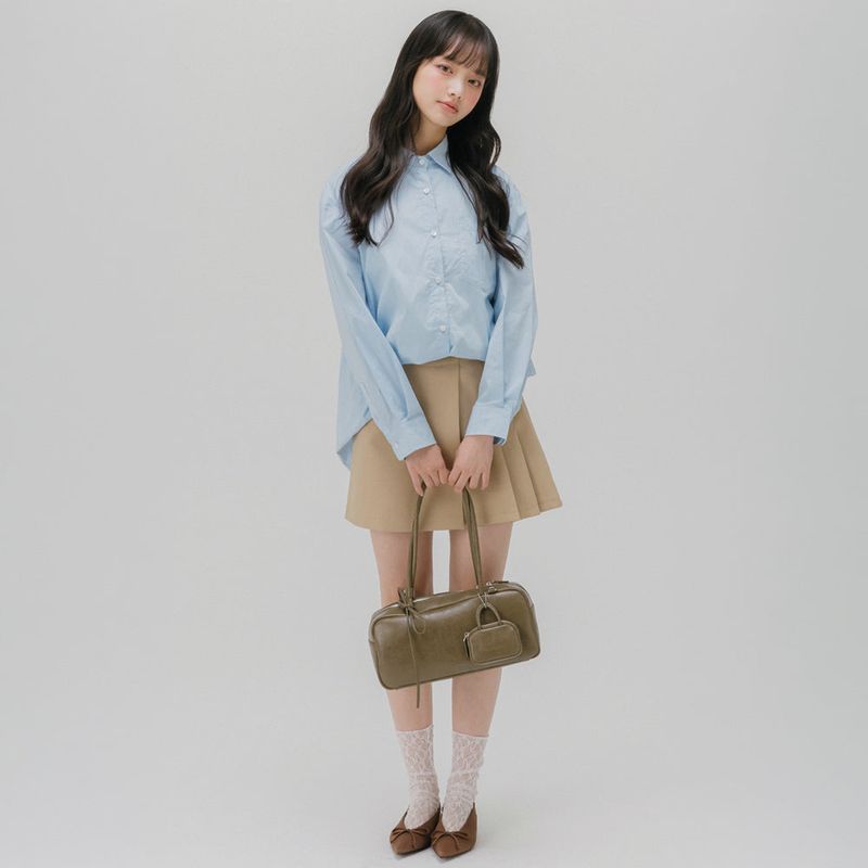 mellotory（メロートリー）の「 BASIC MELLOW EMBROIDERY SHIRT (LIGHT BLUE)（Tops）」