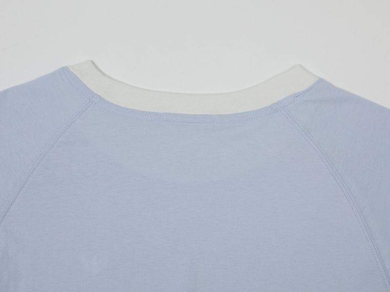 CONTRAST REGLAN CROP T-SHIRT (LIGHT BLUE)