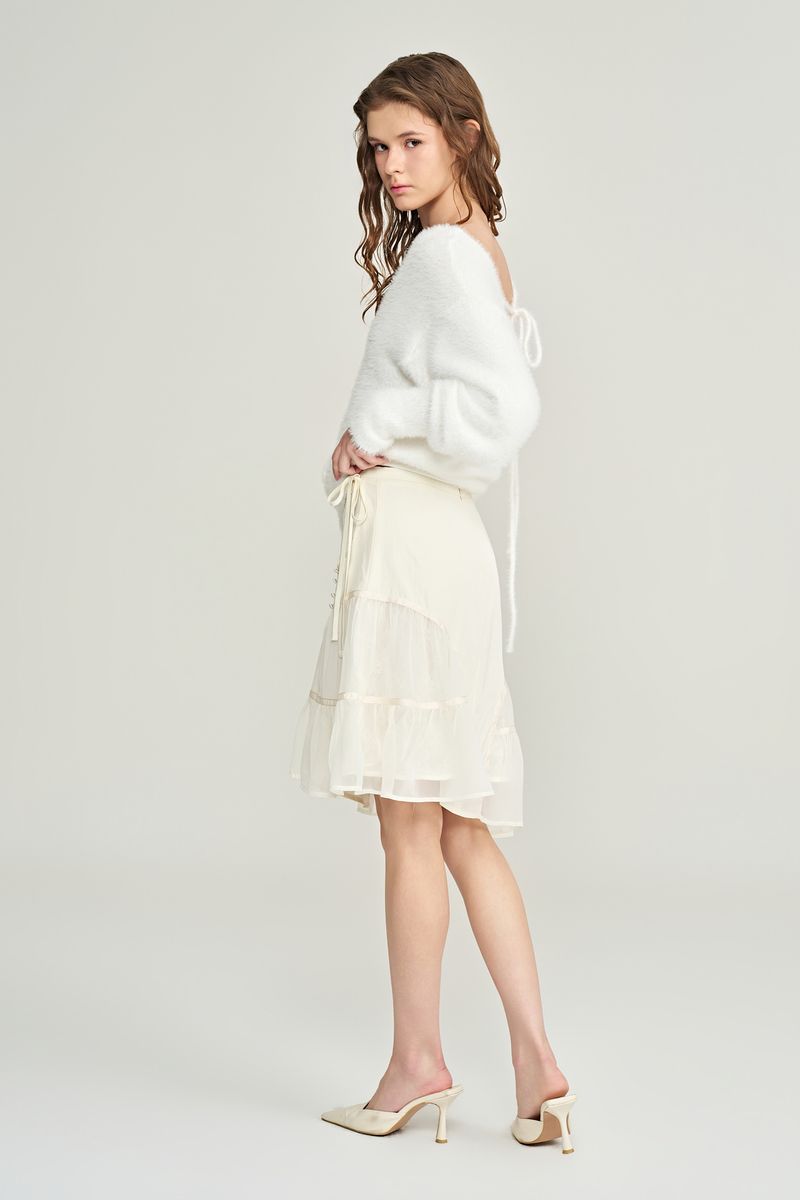 Rose terrace ruffle skirt, Ivory
