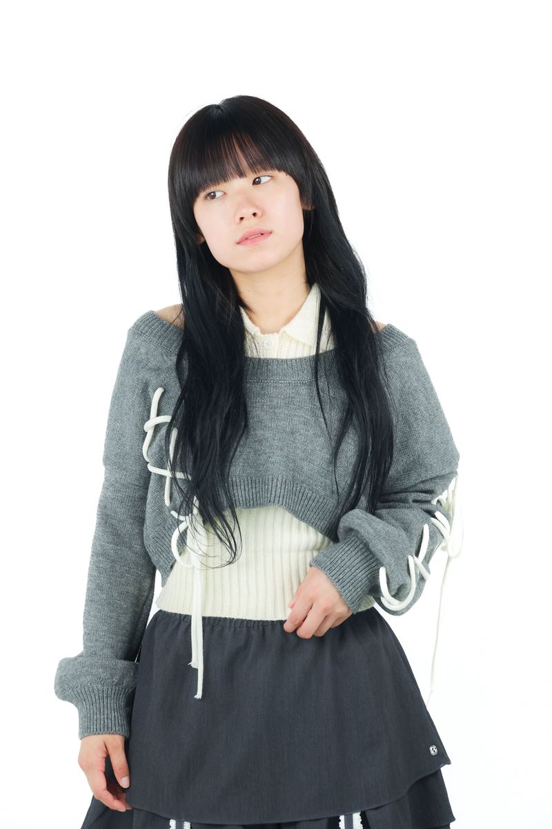 laceup ribbon knitset(gray)