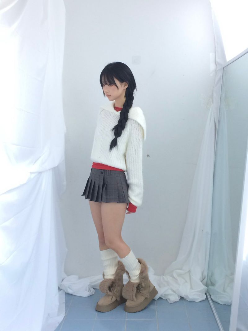 Shoulder collar loose knitwear