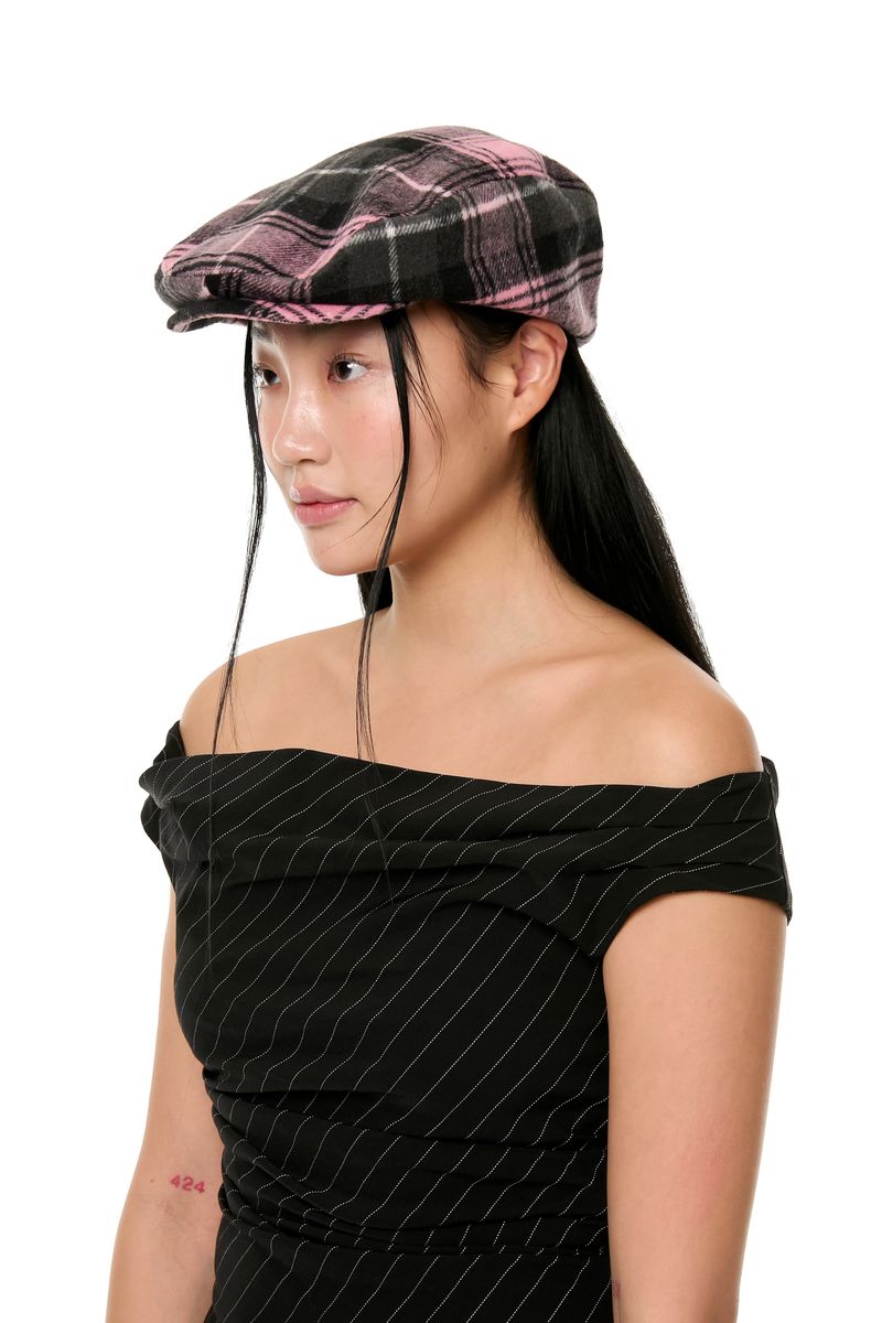 CHECK HUNTING CAP / PINK