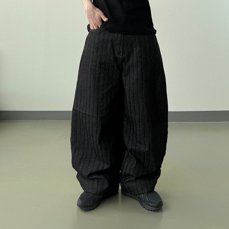 Herringbone Curved Denim Pants