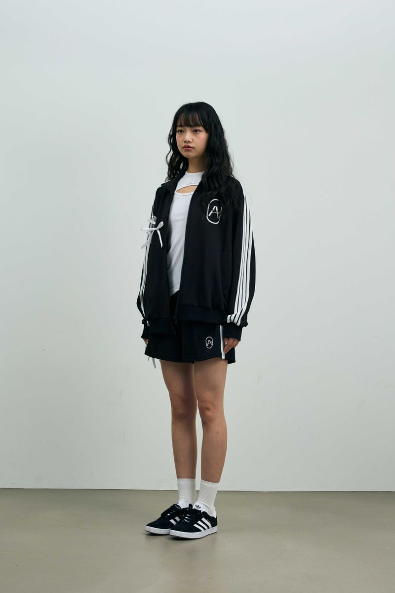 A RIBBON TRACK TOP / BLACK