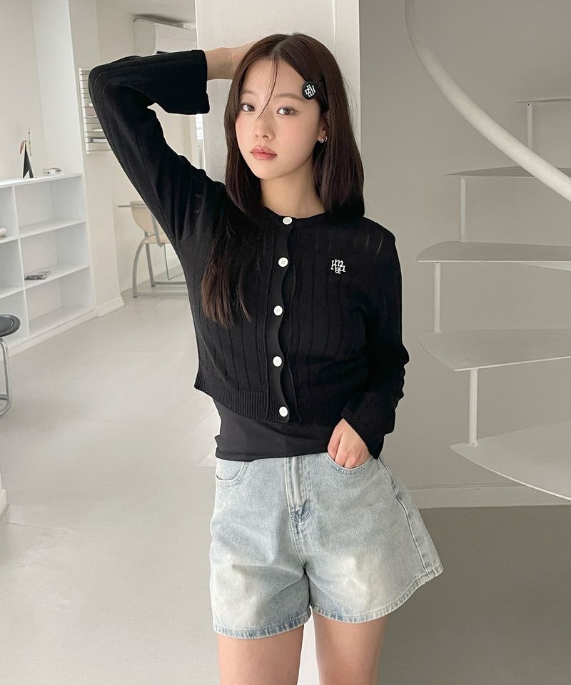 LINE STITCH LOGO CARDIGAN [3color]
