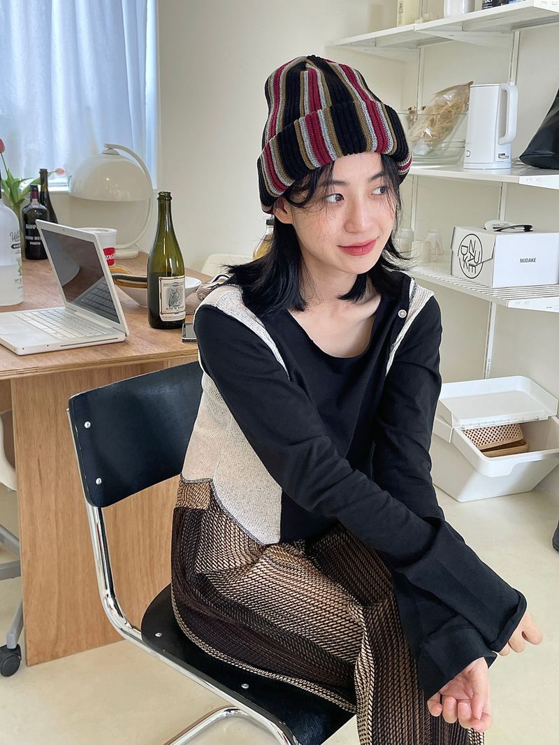 Retro color beanie 