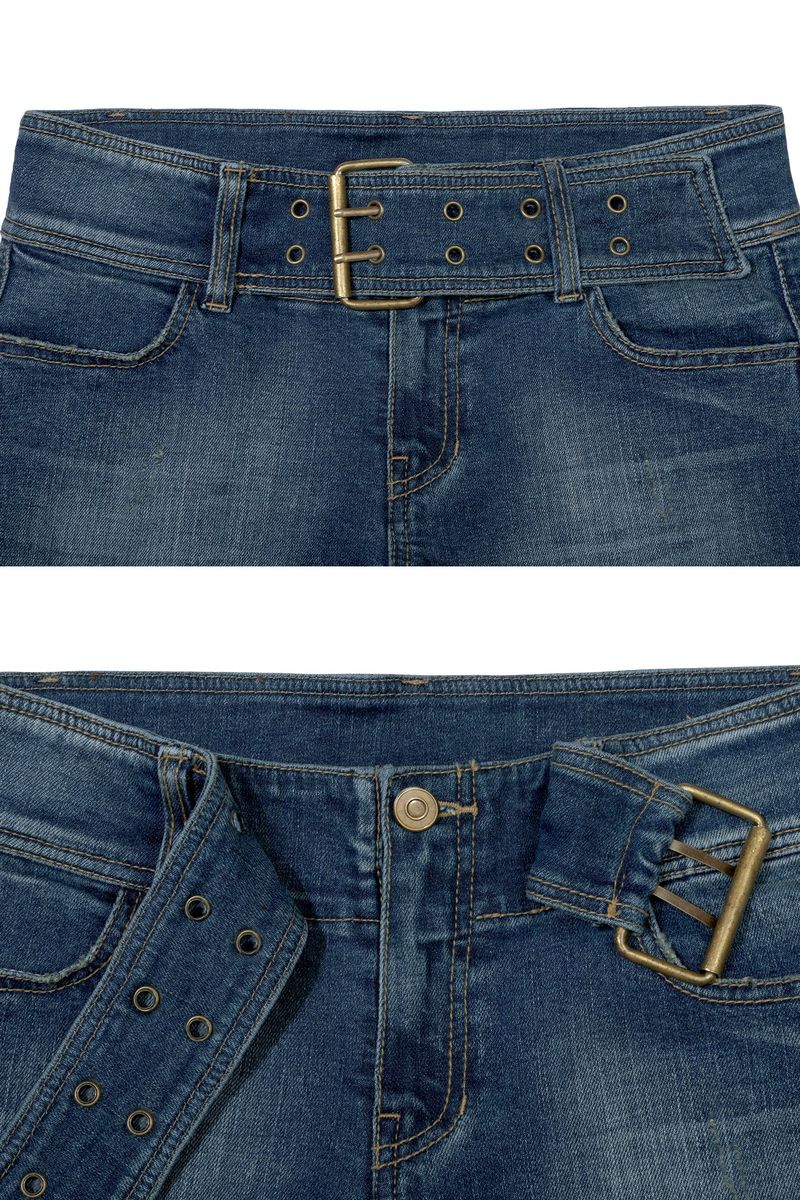 VERA BELTED BOOT-CUT DENIM blue