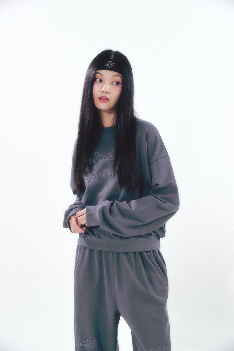Knee Point Ribbon Jogger Pants Charcoal
