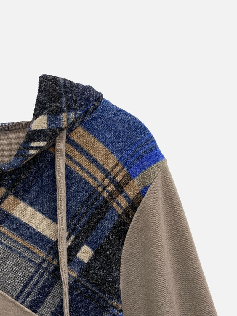 Mode Slim Fit Check Pattern Hoodie (2c)