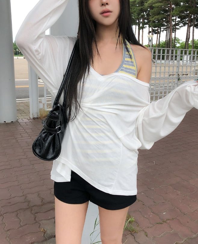 Beats Two-Button Deep V-Neck Long Sleeve