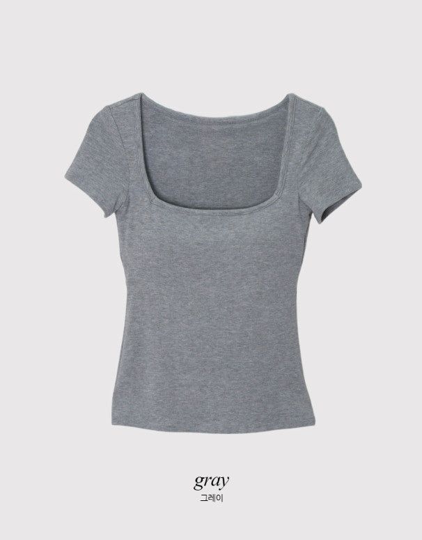 #Basic Square Cap Slim Short Sleeve T-shirt (5color)