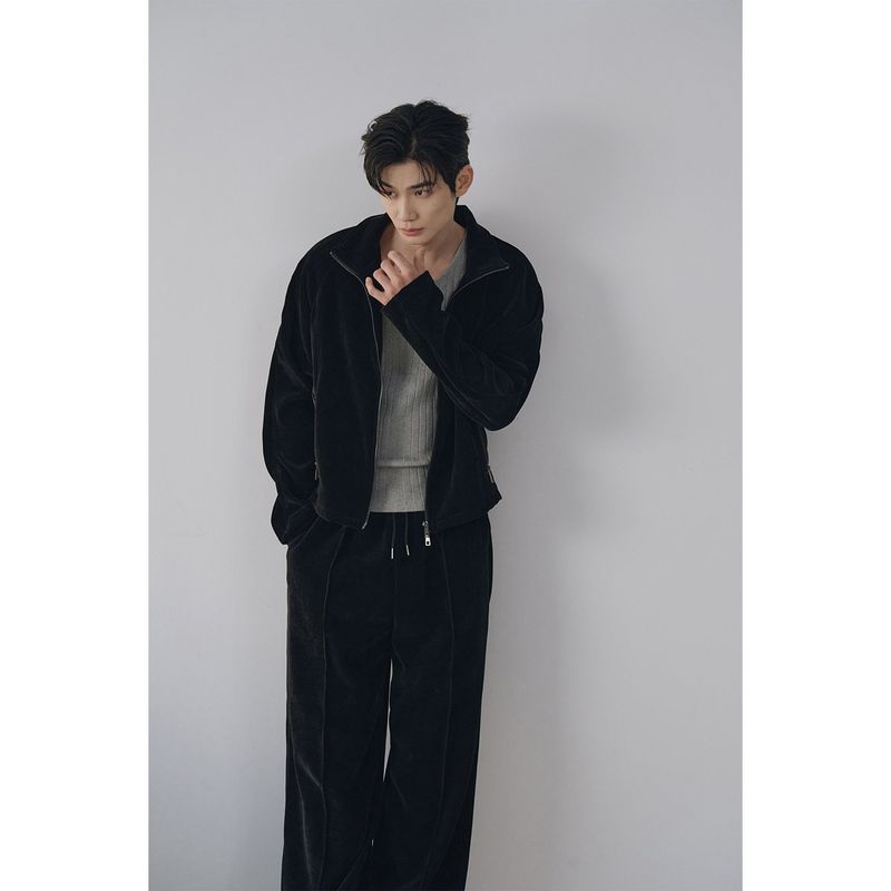 Velvet corduroy line pants(Black)
