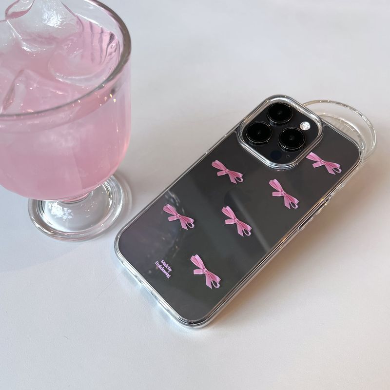 Tiny pink ribbon jelly hard case (clear)