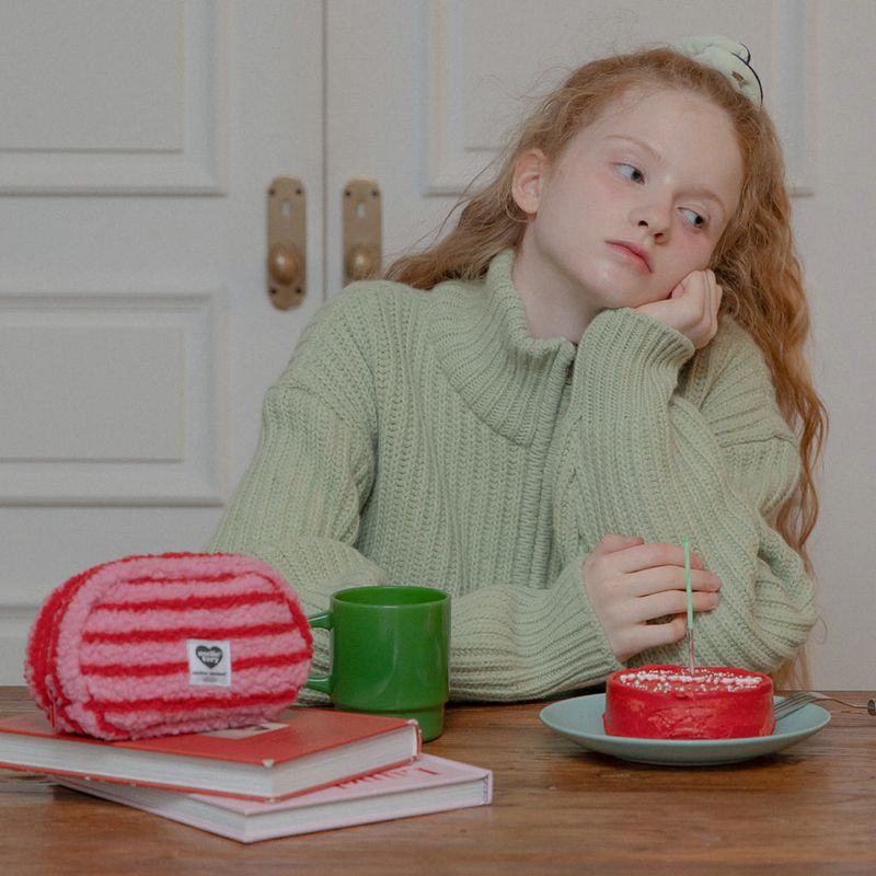 MELLOTORY PATTERN HANDY POUCH (STRIPE RED)