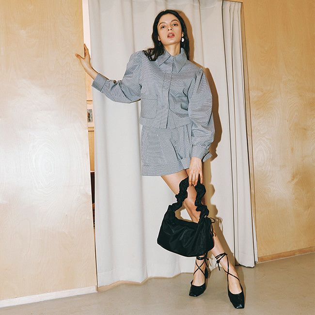 BONNIE PUFF CHECK JACKET_GRAY (EEOO1JKR02W)