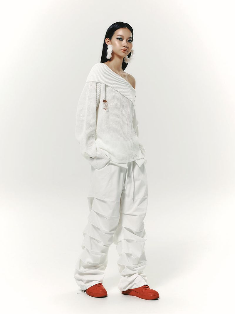 TUCK PANTS WHITE