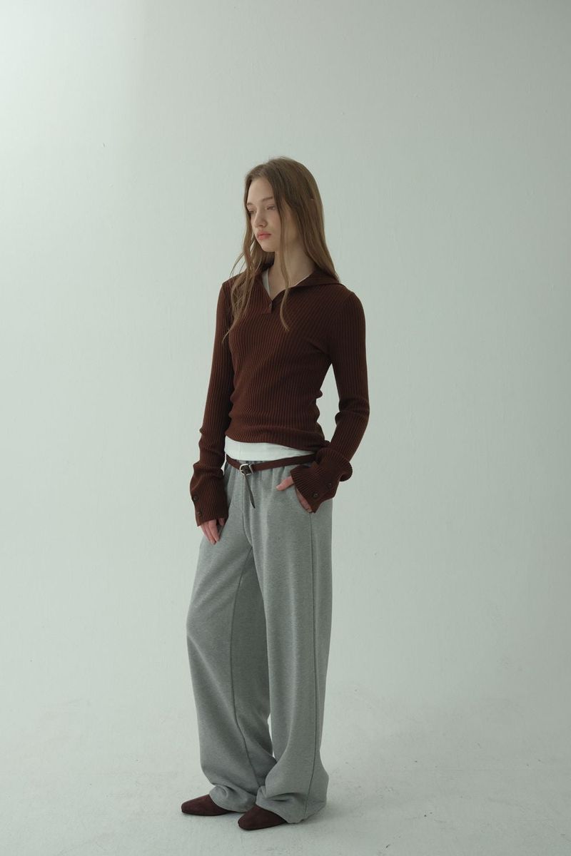 SAILOR RIBBED KNIT PULLOVER_BROWN