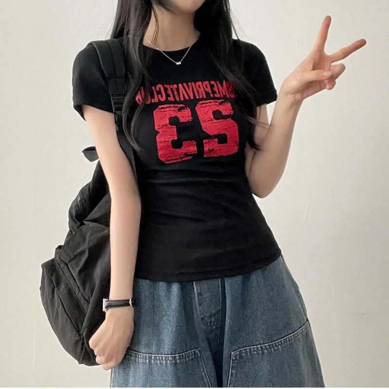 Rika number lettering short sleeve tee
