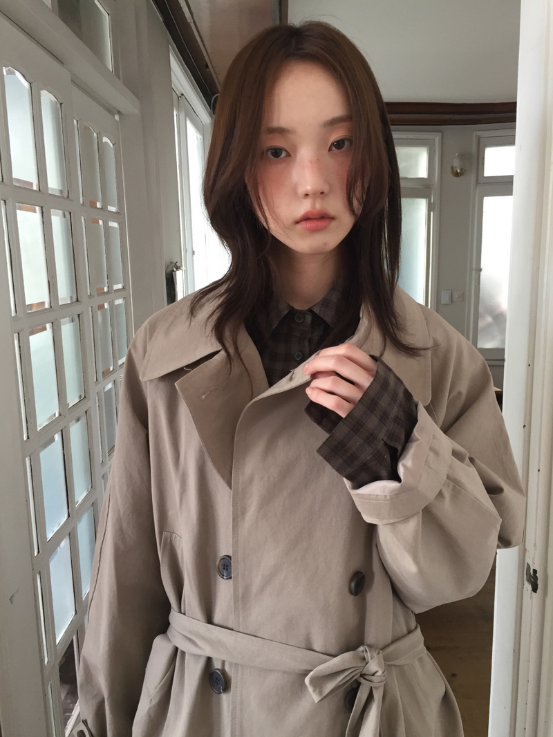 Belted trench half coat (2color)