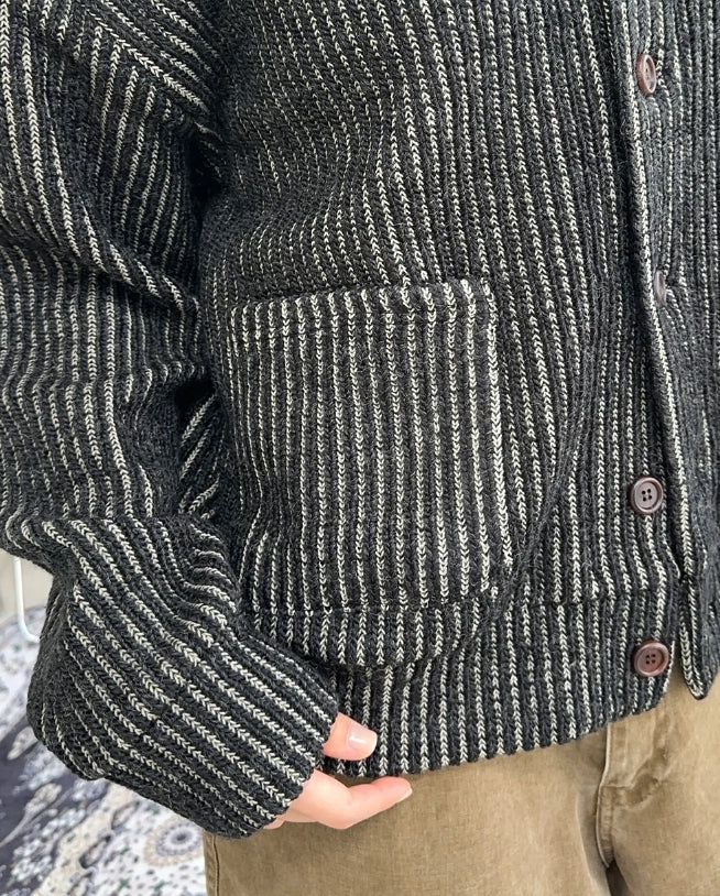 Heren Collar Ribbed Cardigan