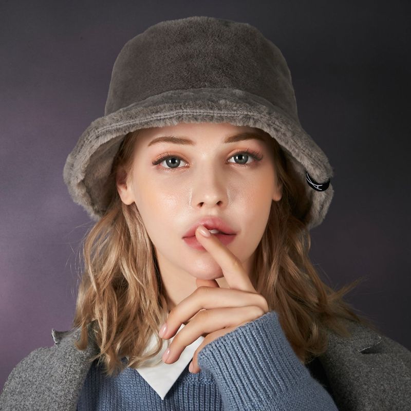 Fur logo point bucket hat GRAY