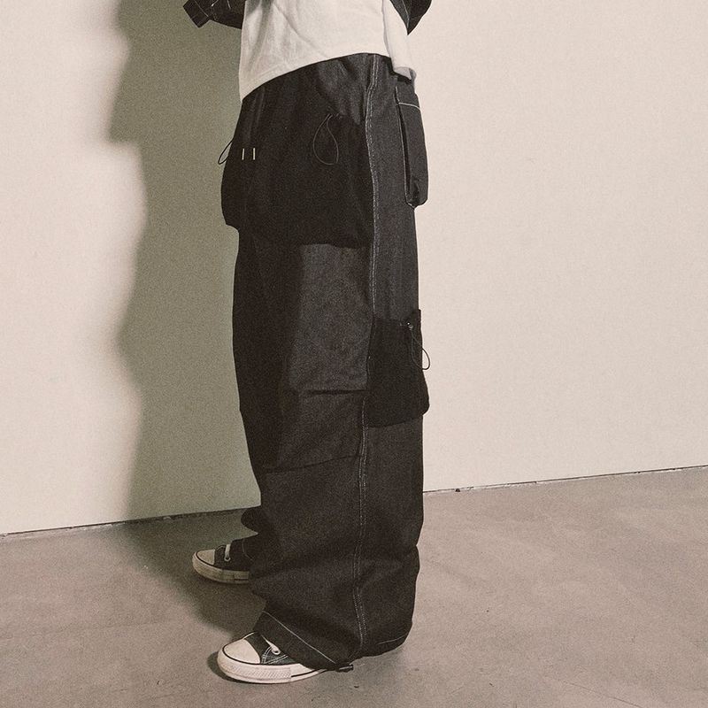 reverse Terry Pocket Denim Pants_black
