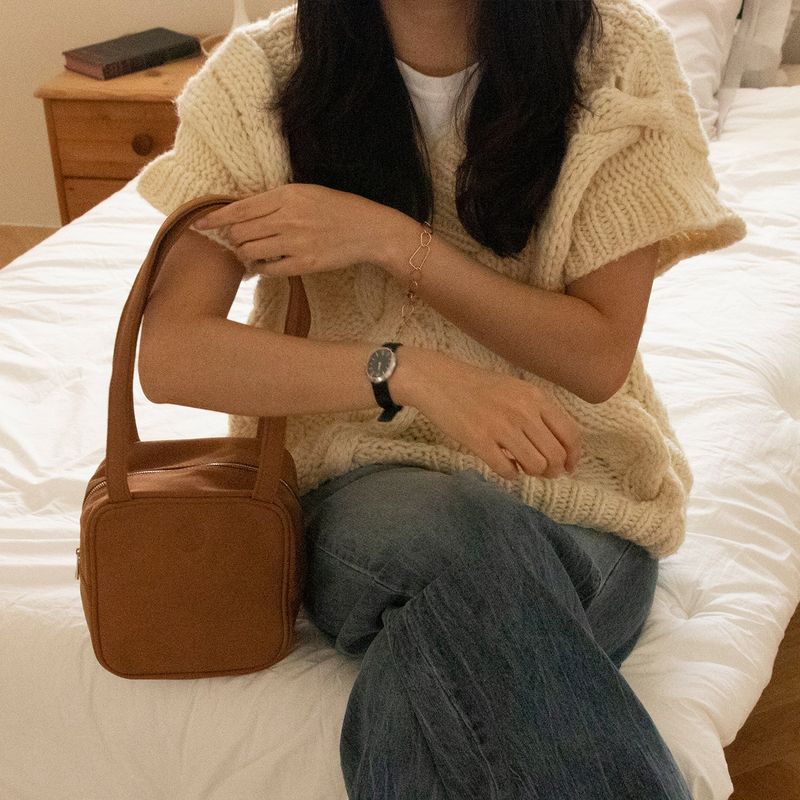 square suede bag _chestnut